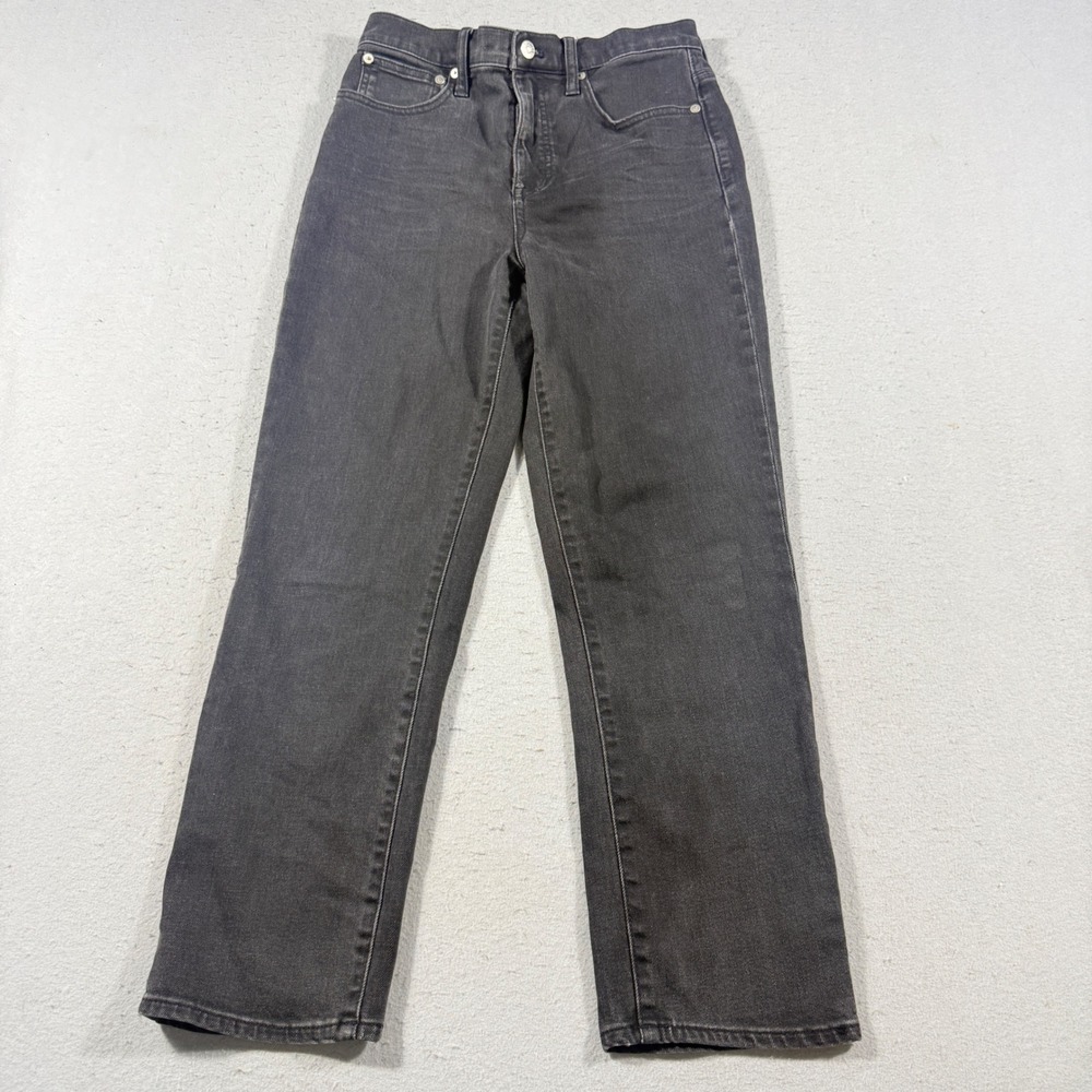 Madewell Classic Straight Jeans Faded Black High Rise Denim Size Womans 25